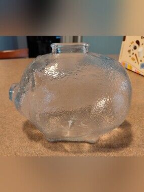 Vintage Textured Glass Anchor Hocking Company Piggy Bank